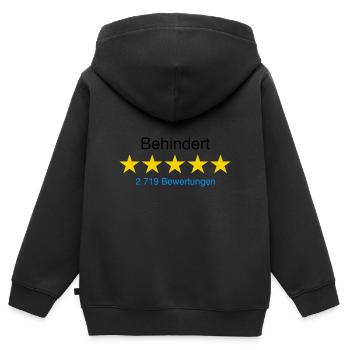 Behindert mit Bewertung - Kinder Premium Organic Zip Hoodie - Schwarz - Hinten - AI Model Kid Male (0cm)