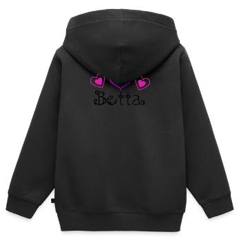Bella - Kinder Premium Organic Zip Hoodie - Schwarz - Hinten - AI Model Kid Male (0cm)