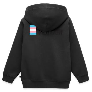 BE YOURSELF | transgender - Kinder Premium Organic Zip Hoodie - Schwarz - Hinten - AI Model Kid Male (0cm)