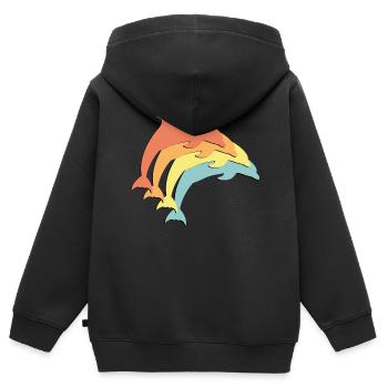Delfine Delfin Dolphin - Kinder Premium Organic Zip Hoodie - Schwarz - Hinten - AI Model Kid Male (0cm)