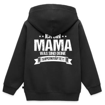 Superhelden-Mama Mama Ich bin Mama Was sind deine - Kinder Premium Organic Zip Hoodie - Schwarz - Hinten - AI Model Kid Male (0cm)