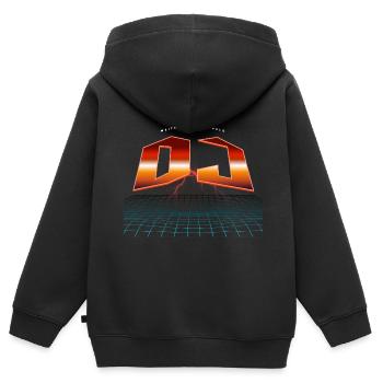 DJ - Kinder Premium Organic Zip Hoodie - Schwarz - Hinten - AI Model Kid Male (0cm)