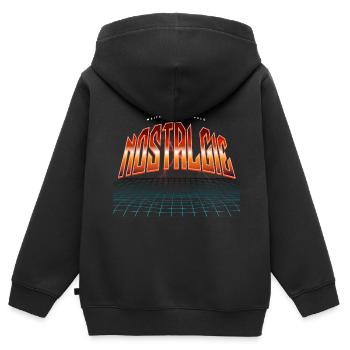 Nostalgie Neon Synthwave - Sweat Premium à capuche zippé enfant bio - noir - Dos - AI Model Kid Male (0cm)