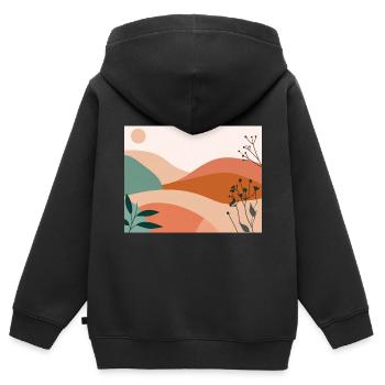 florale Illustrationen, Pflanzen,terrakotta,öko - Kinder Premium Organic Zip Hoodie - Schwarz - Hinten - AI Model Kid Male (0cm)