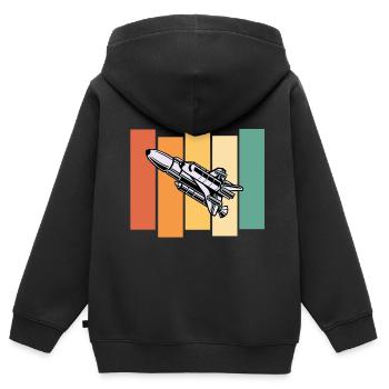 Raumschiff Astronaut Raumfahrt - Kinder Premium Organic Zip Hoodie - Schwarz - Hinten - AI Model Kid Male (0cm)