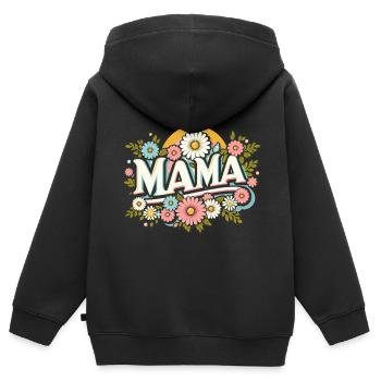 Floral Mama - Kids Premium Organic Zip-up Hoodie - black - Back - AI Model Kid Male (0cm)