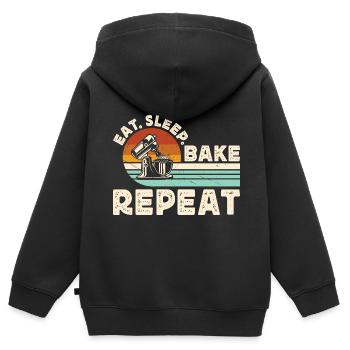 Backen Bäcker Bäckerei - Kinder Premium Organic Zip Hoodie - Schwarz - Hinten - AI Model Kid Male (0cm)