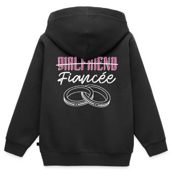 girlfriend, partner, fiancée, gift, engagement - Kids Premium Organic Zip-up Hoodie - black - Back - AI Model Kid Male (0cm)