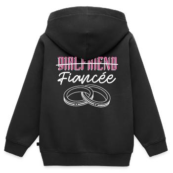Fiancé, Partner, Girlfriend, Gift, Engagement - Kids Premium Organic Zip-up Hoodie - black - Back - AI Model Kid Male (0cm)
