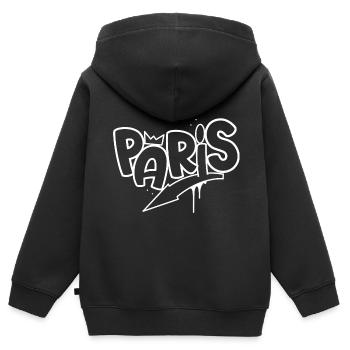 Paris Graffiti - Sweat Premium à capuche zippé enfant bio - noir - Dos - AI Model Kid Male (0cm)
