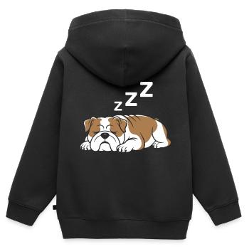Bouledogue - Sweat Premium à capuche zippé enfant bio - noir - Dos - AI Model Kid Male (0cm)