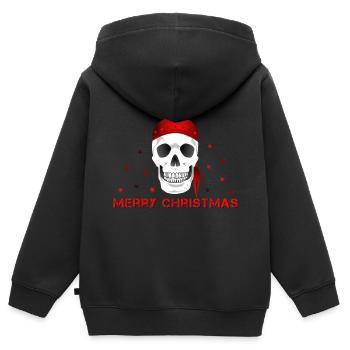 Crâne de joyeux Noël - Sweat Premium à capuche zippé enfant bio - noir - Dos - AI Model Kid Male (0cm)