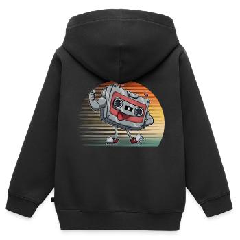 Cassette - Sweat Premium à capuche zippé enfant bio - noir - Dos - AI Model Kid Male (0cm)