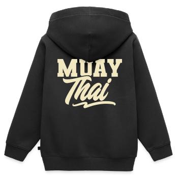 Muay Thai - Kinder Premium Organic Zip Hoodie - Schwarz - Hinten - AI Model Kid Male (0cm)