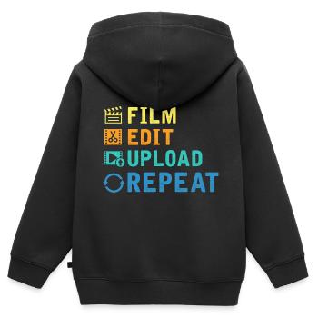 Filmemacher Editor Kameramann Youtuber Filmemacher - Kinder Premium Organic Zip Hoodie - Schwarz - Hinten - AI Model Kid Male (0cm)