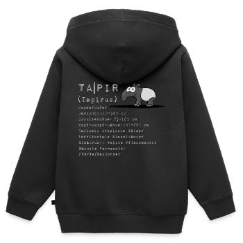 Comic Tapir lustig Wissen Fakten Geschenk - Kinder Premium Organic Zip Hoodie - Schwarz - Hinten - AI Model Kid Male (0cm)