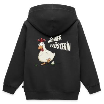 forsches Huhn Hühner-Flüsterin Bäuerin Geschenk - Kinder Premium Organic Zip Hoodie - Schwarz - Hinten - AI Model Kid Male (0cm)