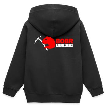 Bobr Alpin Logo Hell - Kinder Premium Organic Zip Hoodie - Schwarz - Hinten - AI Model Kid Male (0cm)