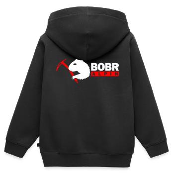 Bobr Alpin Logo - Kinder Premium Organic Zip Hoodie - Schwarz - Hinten - AI Model Kid Male (0cm)