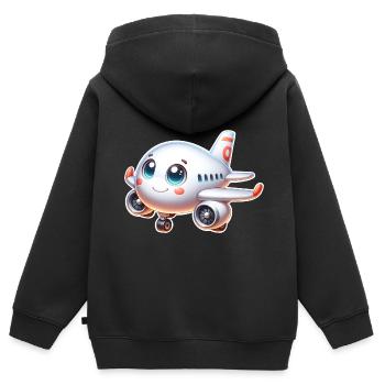 Avion - Sweat Premium à capuche zippé enfant bio - noir - Dos - AI Model Kid Male (0cm)