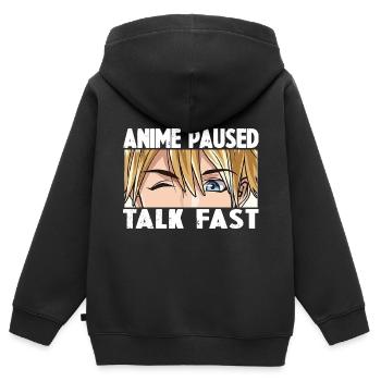 ANIME PAUSED TALK FAST - Sweat Premium à capuche zippé enfant bio - noir - Dos - AI Model Kid Male (0cm)