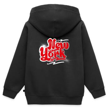 New York - Sweat Premium à capuche zippé enfant bio - noir - Dos - AI Model Kid Male (0cm)