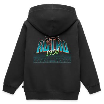 1950 Année de naissance Année de naissance - Sweat Premium à capuche zippé enfant bio - noir - Dos - AI Model Kid Male (0cm)