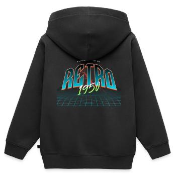 1950 Année de naissance Année de naissance - Sweat Premium à capuche zippé enfant bio - noir - Dos - AI Model Kid Male (0cm)