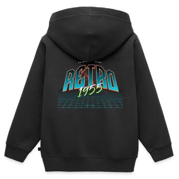1955 Année de naissance Année de naissance - Sweat Premium à capuche zippé enfant bio - noir - Dos - AI Model Kid Male (0cm)