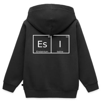 Esi Nom Prénom Chimie Éléments du tableau périodique - Sweat Premium à capuche zippé enfant bio - noir - Dos - AI Model Kid Male (0cm)