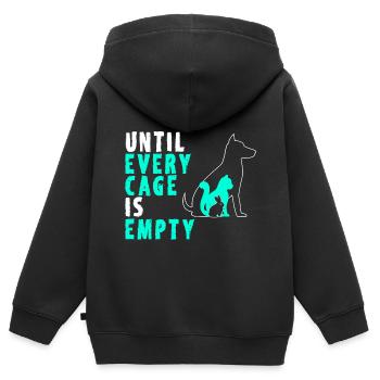 T-shirts Dog Cat Rabbit Rescue - Sweat Premium à capuche zippé enfant bio - noir - Dos - AI Model Kid Male (0cm)