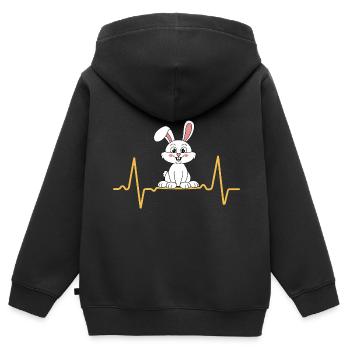 Rabbit Heartbeat Love Eared Bunny - Kids Premium Organic Zip-up Hoodie - black - Back - AI Model Kid Male (0cm)