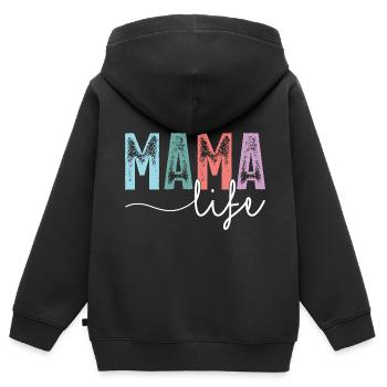 Mama Life - Kids Premium Organic Zip-up Hoodie - black - Back - AI Model Kid Male (0cm)