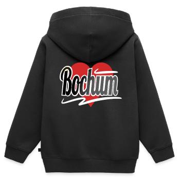Bochum - Kinder Premium Organic Zip Hoodie - Schwarz - Hinten - AI Model Kid Male (0cm)