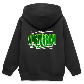 Amsterdam - Sweat Premium à capuche zippé enfant bio - noir - Dos - AI Model Kid Male (0cm)