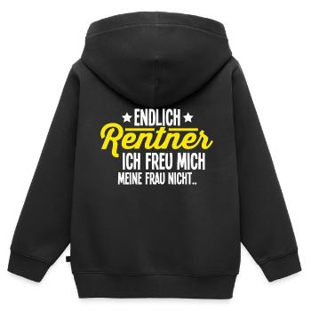 Rentner - Kinder Premium Organic Zip Hoodie - Schwarz - Hinten - AI Model Kid Male (0cm)