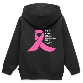 Brustkrebs-Bewusstseins-T-Shirt - Kinder Premium Organic Zip Hoodie - Schwarz - Hinten - AI Model Kid Male (0cm)