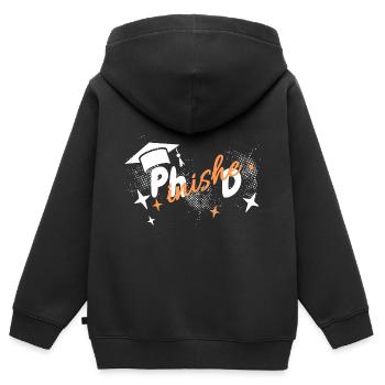 Abschluss Doktor Phinished Sterne Universität Uni - Kinder Premium Organic Zip Hoodie - Schwarz - Hinten - AI Model Kid Male (0cm)