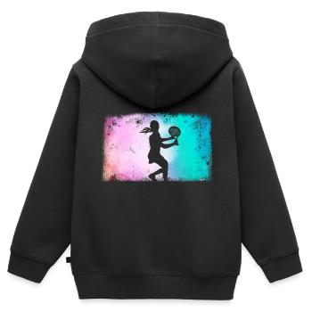 Joueur de Padel Padel Tennis Femmes Padel Filles - Sweat Premium à capuche zippé enfant bio - noir - Dos - AI Model Kid Male (0cm)