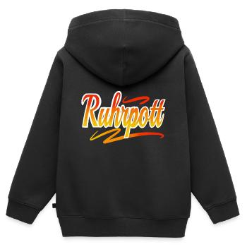 Ruhrpott - Kinder Premium Organic Zip Hoodie - Schwarz - Hinten - AI Model Kid Male (0cm)