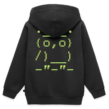 ascii-art: hibou - Sweat Premium à capuche zippé enfant bio - noir - Dos - AI Model Kid Male (0cm)