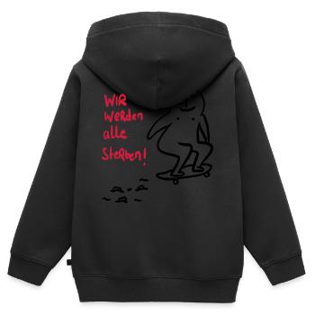 Wir werden alle sterben! - Kinder Premium Organic Zip Hoodie - Schwarz - Hinten - AI Model Kid Male (0cm)