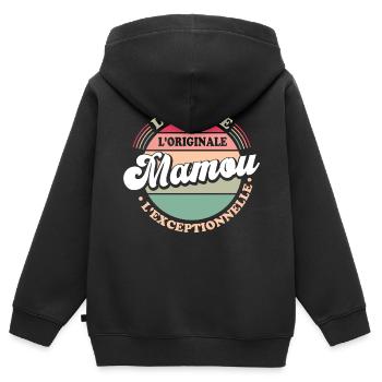 L'unique L'originale Mamou L'exceptionnelle Cadeau - Sweat Premium à capuche zippé enfant bio - noir - Dos - AI Model Kid Male (0cm)