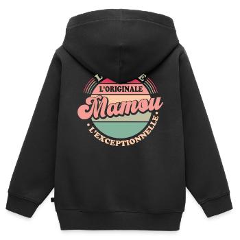 L'unique l'originale Mamou l'exceptionnelle Cadeau - Sweat Premium à capuche zippé enfant bio - noir - Dos - AI Model Kid Male (0cm)