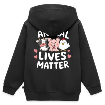 Végétarien Végétalien Végétarien Végétarien - Sweat Premium à capuche zippé enfant bio - noir - Dos - AI Model Kid Male (0cm)