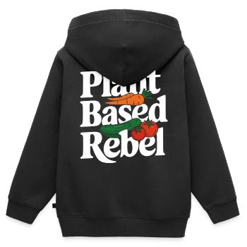 Vegetarian Vegan Veggie Vegetarian - Kids Premium Organic Zip-up Hoodie - black - Back - AI Model Kid Male (0cm)