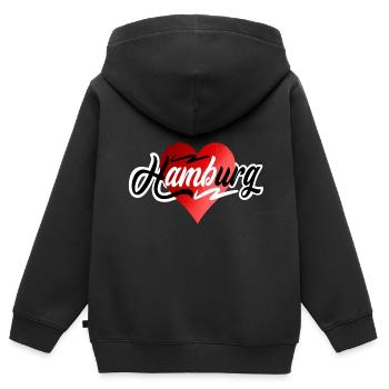 Hambourg - Sweat Premium à capuche zippé enfant bio - noir - Dos - AI Model Kid Male (0cm)