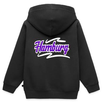 Hamburg - Kinder Premium Organic Zip Hoodie - Schwarz - Hinten - AI Model Kid Male (0cm)