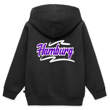 Hamburg - Kinder Premium Organic Zip Hoodie - Schwarz - Hinten - AI Model Kid Male (0cm)