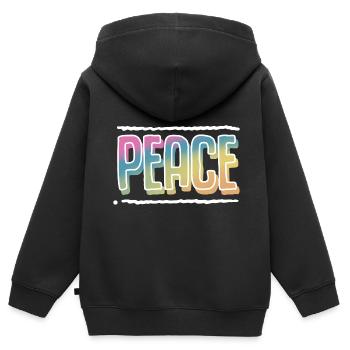 Peace - Kinder Premium Organic Zip Hoodie - Schwarz - Hinten - AI Model Kid Male (0cm)